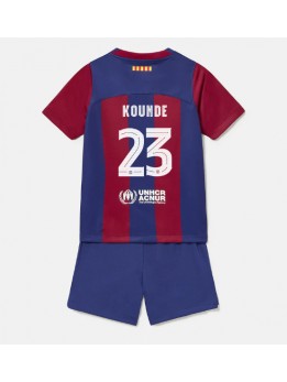 Barcelona Jules Kounde #23 Heimtrikotsatz für Kinder 2023-24 Kurzarm (+ Kurze Hosen)